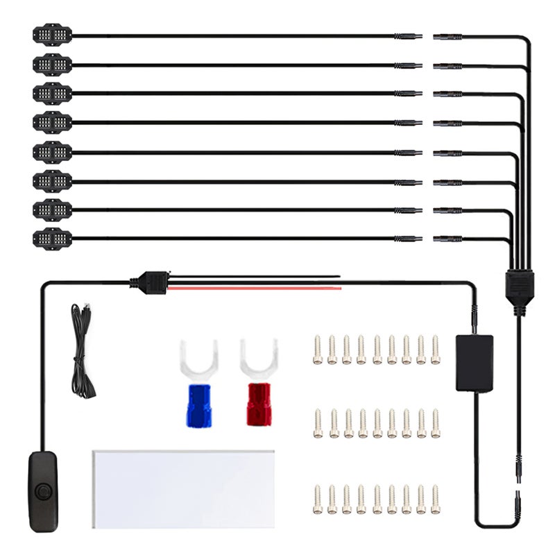 8PCS LED Rock Light Kits Colorful Car LED Light APP Control Light Strips IP68 Waterproof Brightness Adjustment BT 5.0 Connection Synchronized with Music for Off Road Truck SUV ATV UTV Boats - Image 1