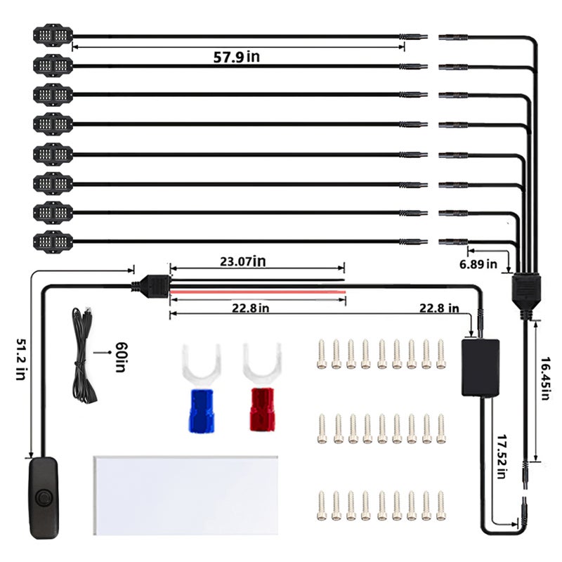 8PCS LED Rock Light Kits Colorful Car LED Light APP Control Light Strips IP68 Waterproof Brightness Adjustment BT 5.0 Connection Synchronized with Music for Off Road Truck SUV ATV UTV Boats - Image 5