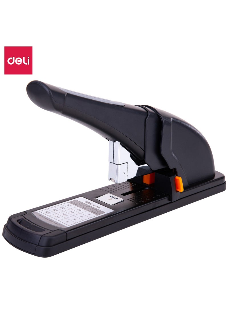 Deli - Deli E0387 Heavy Duty Stapler for 80 Sheets - Black, Front Loading, Jammed Staple Remover, TPE Comfort Grip, Staple Storage Included - Image 1