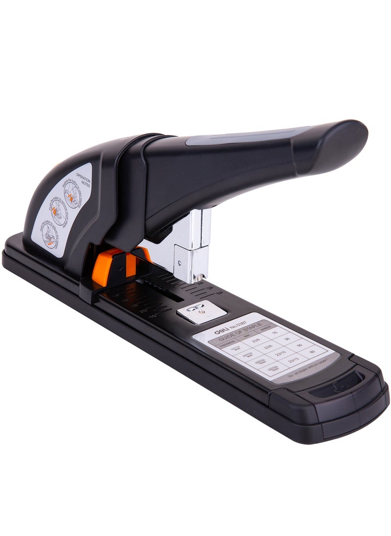 Deli - Deli E0387 Heavy Duty Stapler for 80 Sheets - Black, Front Loading, Jammed Staple Remover, TPE Comfort Grip, Staple Storage Included - Image 1