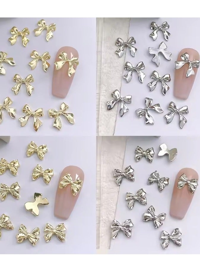 Goolsky 10pcs Alloy Bowknot Nails Art Charms Decorations 3D Luxury Silver Gold Bows Shaped Jewellery DIY Manicure Designs Supplies - Image 4