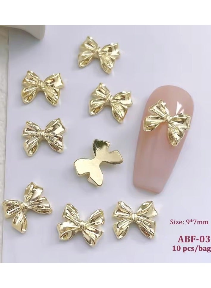 Goolsky 10pcs Alloy Bowknot Nails Art Charms Decorations 3D Luxury Silver Gold Bows Shaped Jewellery DIY Manicure Designs Supplies - Image 2