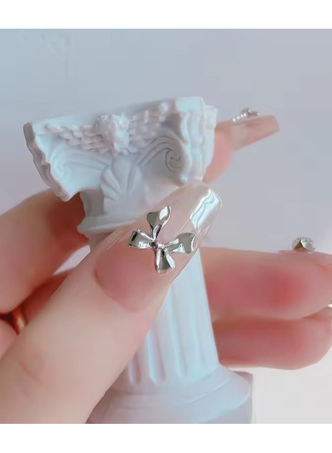 Goolsky 10pcs Alloy Bowknot Nails Art Charms Decorations 3D Luxury Silver Gold Bows Shaped Jewellery DIY Manicure Designs Supplies - Image 3