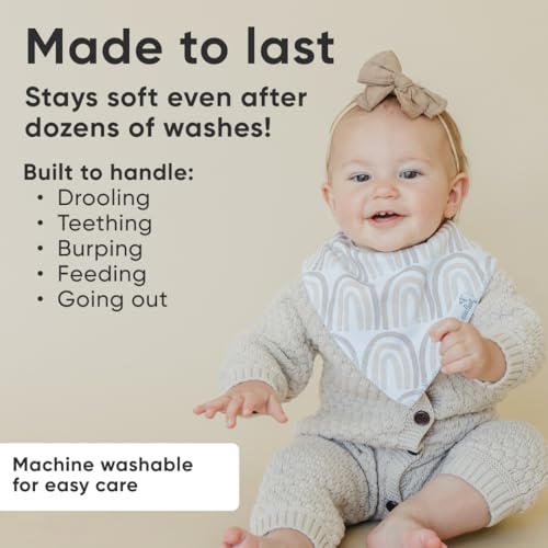 Copper Pearl 4 Pack Soft Cotton Baby Bibs for Drooling and Teething, Absorbent Drool Bibs for Baby Girl and Boy, Adjustable to Fit Newborns to Toddlers, Tons of Styles (Bliss) - Image 4