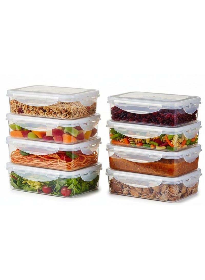 إيونتو مجموعة من 8 حاويات تخزين طعام - مجموعة تحضير وجبات محكمة الإغلاق، مانعة للتسرب، وقابلة للتكديس، مع أغطية قابلة للإغلاق | بلاستيك خالٍ من مادة BPA، آمن للاستخدام في الفريزر وغسالة الأطباق - Image 1