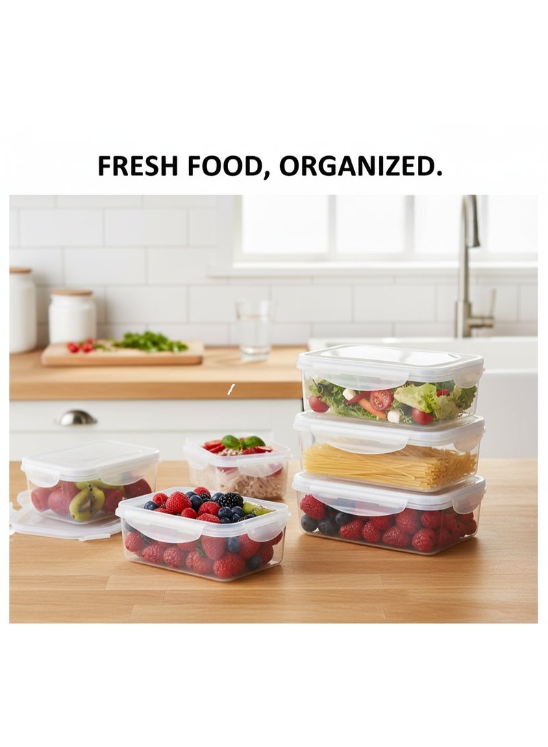 إيونتو مجموعة من 8 حاويات تخزين طعام - مجموعة تحضير وجبات محكمة الإغلاق، مانعة للتسرب، وقابلة للتكديس، مع أغطية قابلة للإغلاق | بلاستيك خالٍ من مادة BPA، آمن للاستخدام في الفريزر وغسالة الأطباق - Image 2