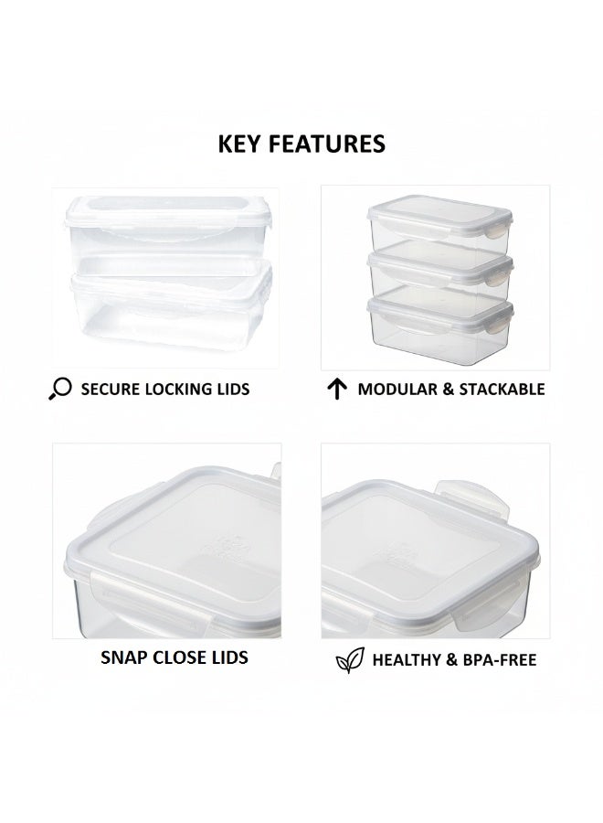 إيونتو مجموعة من 8 حاويات تخزين طعام - مجموعة تحضير وجبات محكمة الإغلاق، مانعة للتسرب، وقابلة للتكديس، مع أغطية قابلة للإغلاق | بلاستيك خالٍ من مادة BPA، آمن للاستخدام في الفريزر وغسالة الأطباق - Image 3