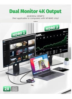 KASTWAVE USB C to HDMI Multiport Adapter, USB C Docking Station Dual HDMI Monitor, 8 in 1 Docking Station, RJ45, 2*USB 3.0, 100W PD & SD/TF Card Reader Video Converter  - Image 4