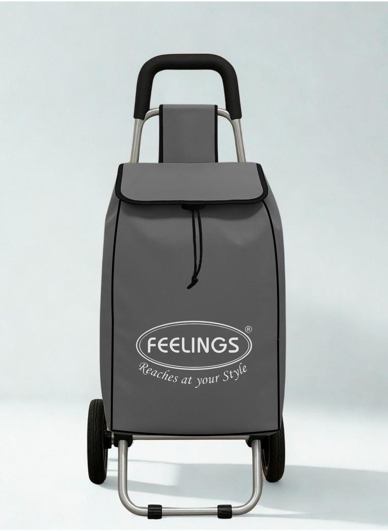 Feelings FEELINGS Folding Essential Shopping Trolley | Fabric Luggage Bag with Wheels | Shopping Cart | Shopping Trolley with Wheels | Portable Trolley | Foldable With Wheels Grocery,Fruits & Vegetables Grey  - Image 1