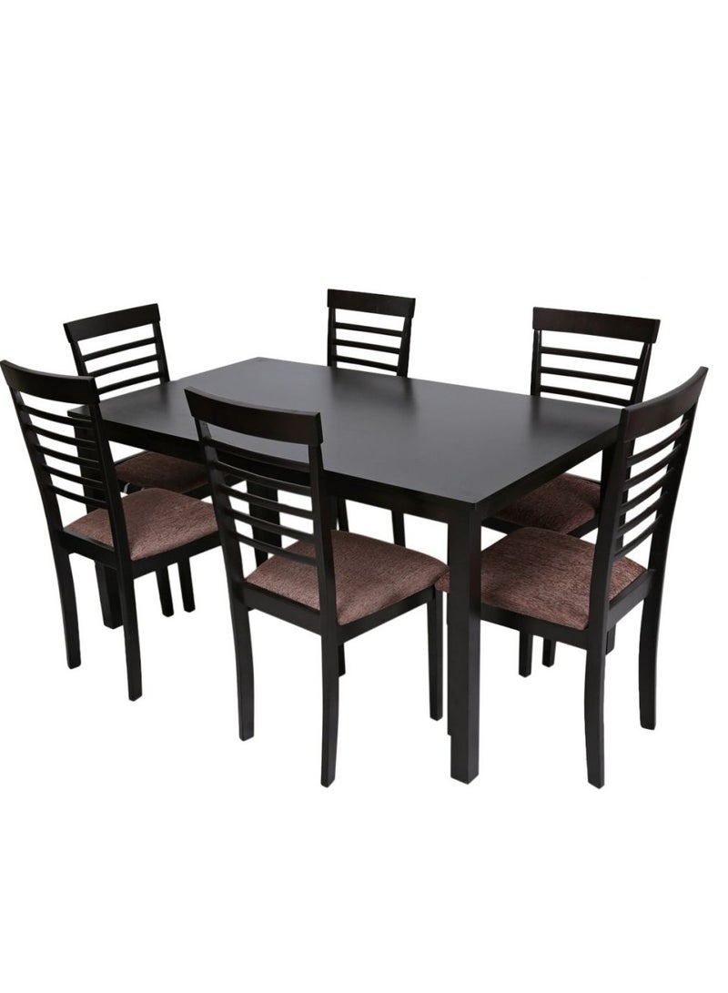 AFT Contemporary 6-Seater Wooden Dining Set Featuring a Sleek Dark Brown Rectangular Table and Upholstered Cushioned Chairs – Ideal for Family Gatherings, Offering Comfort and Elegance. (Arfan) - Image 5