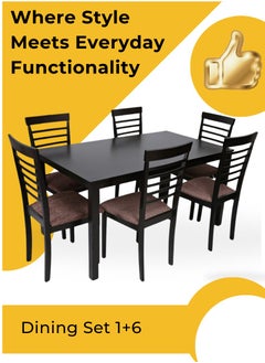 Contemporary 6-Seater Wooden Dining Set Featuring a Sleek Dark Brown Rectangular Table and Upholstered Cushioned Chairs – Ideal for Family Gatherings, Offering Comfort and Elegance. (Arfan) - pzsku/ZB475D1002C40C415B1E5Z/45/_/1740909892/68c1318c-3435-4a81-ae4b-d3d7a3e09fe7