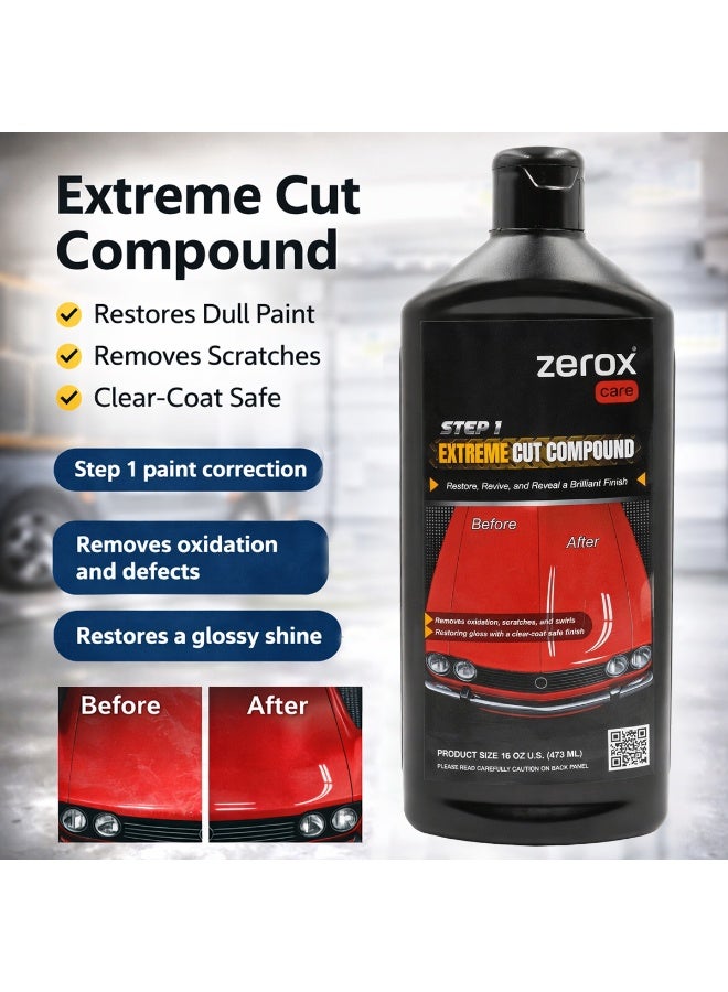 زيروكس 3 عبوات من Zerox Care Extreme Cut Compound بحجم 473 مل – ملمع سيارات قوي الفعالية (Heavy Cut) لإزالة الخدوش والدوامات والأكسدة، لتصحيح طلاء السيارة بأمان مع طبقة نهائية عالية اللمعان. - Image 4
