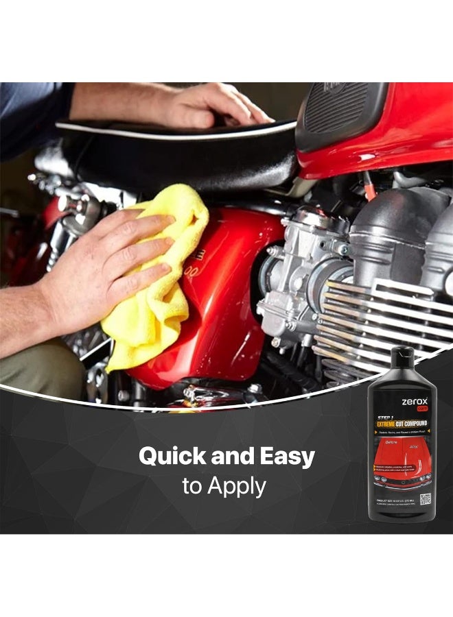 زيروكس 3 عبوات من Zerox Care Extreme Cut Compound بحجم 473 مل – ملمع سيارات قوي الفعالية (Heavy Cut) لإزالة الخدوش والدوامات والأكسدة، لتصحيح طلاء السيارة بأمان مع طبقة نهائية عالية اللمعان. - Image 2
