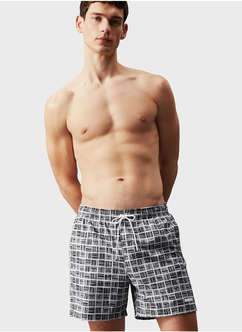 CALVIN KLEIN Printed Medium Drawstring Swim Shorts