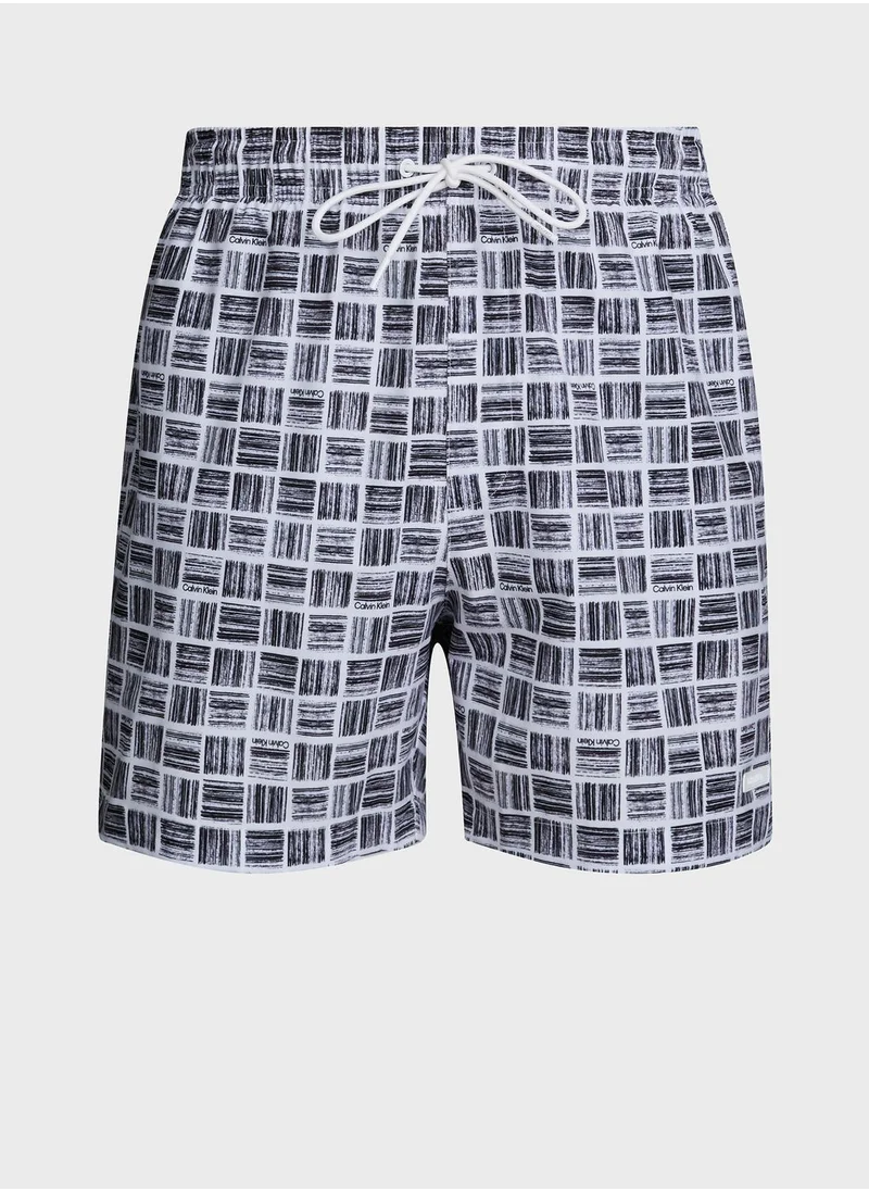 CALVIN KLEIN Printed Medium Drawstring Swim Shorts