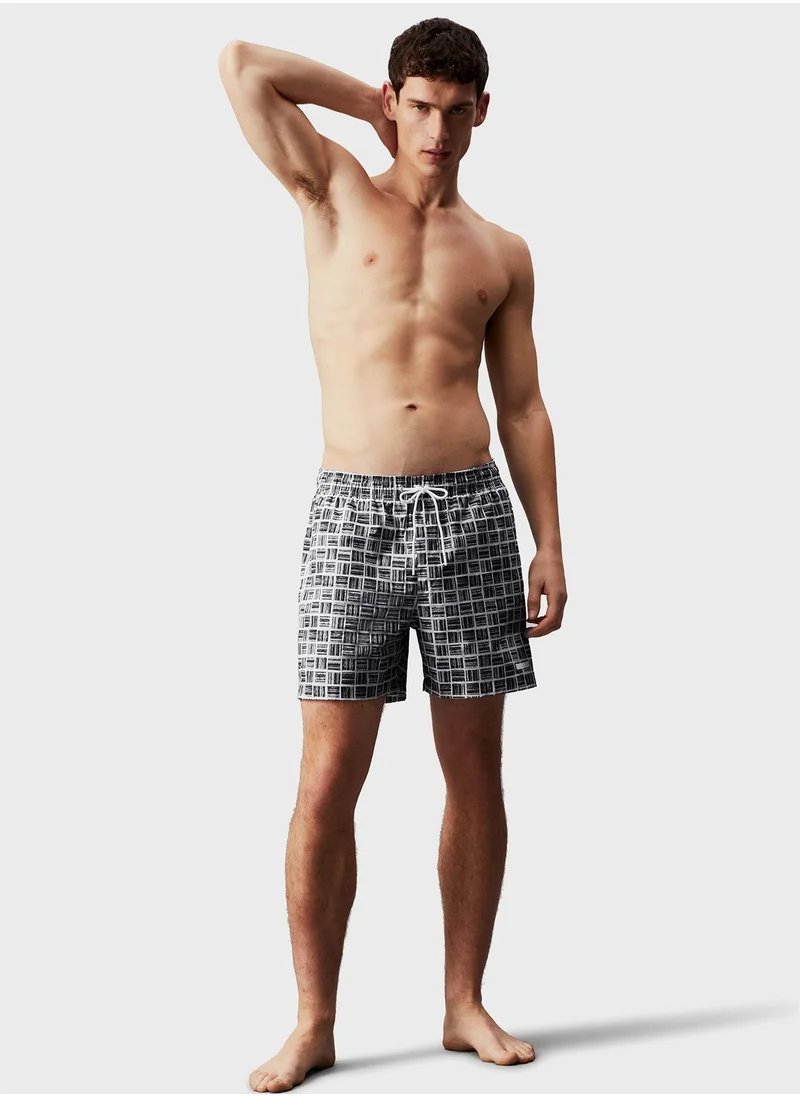 CALVIN KLEIN Printed Medium Drawstring Swim Shorts
