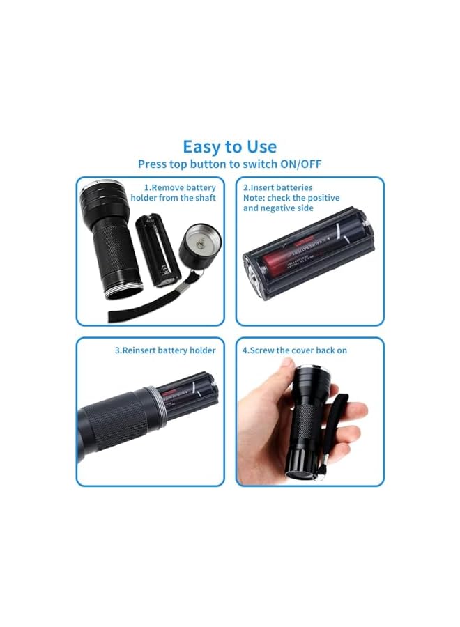PROMASS promass UV Flashlight Black Light, 21 LED 395nm Ultraviolet Blacklight for Dog Urine,Pet Stains and Bed Bug, Portable Ultraviolet Light Detector,2 Pack Mini Blacklight Pet Urine Detector(No Batteries)  - Image 4