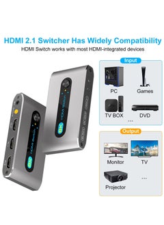 Excefore HDMI 2.1 Switch 8K 2 In 1 Out Switcher Port Support 60Hz 4K 120Hz HDCP 2.3 Ultra HD 3D for Xbox PS4 PS5 Roku UHD TV Monitor Projector with Wire-Desktop Controller  - Image 2