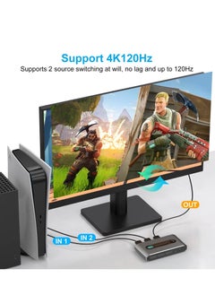 Excefore HDMI 2.1 Switch 8K 2 In 1 Out Switcher Port Support 60Hz 4K 120Hz HDCP 2.3 Ultra HD 3D for Xbox PS4 PS5 Roku UHD TV Monitor Projector with Wire-Desktop Controller  - Image 3