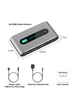 Excefore HDMI 2.1 Switch 8K 2 In 1 Out Switcher Port Support 60Hz 4K 120Hz HDCP 2.3 Ultra HD 3D for Xbox PS4 PS5 Roku UHD TV Monitor Projector with Wire-Desktop Controller  - Image 5