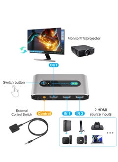 Excefore HDMI 2.1 Switch 8K 2 In 1 Out Switcher Port Support 60Hz 4K 120Hz HDCP 2.3 Ultra HD 3D for Xbox PS4 PS5 Roku UHD TV Monitor Projector with Wire-Desktop Controller  - Image 4
