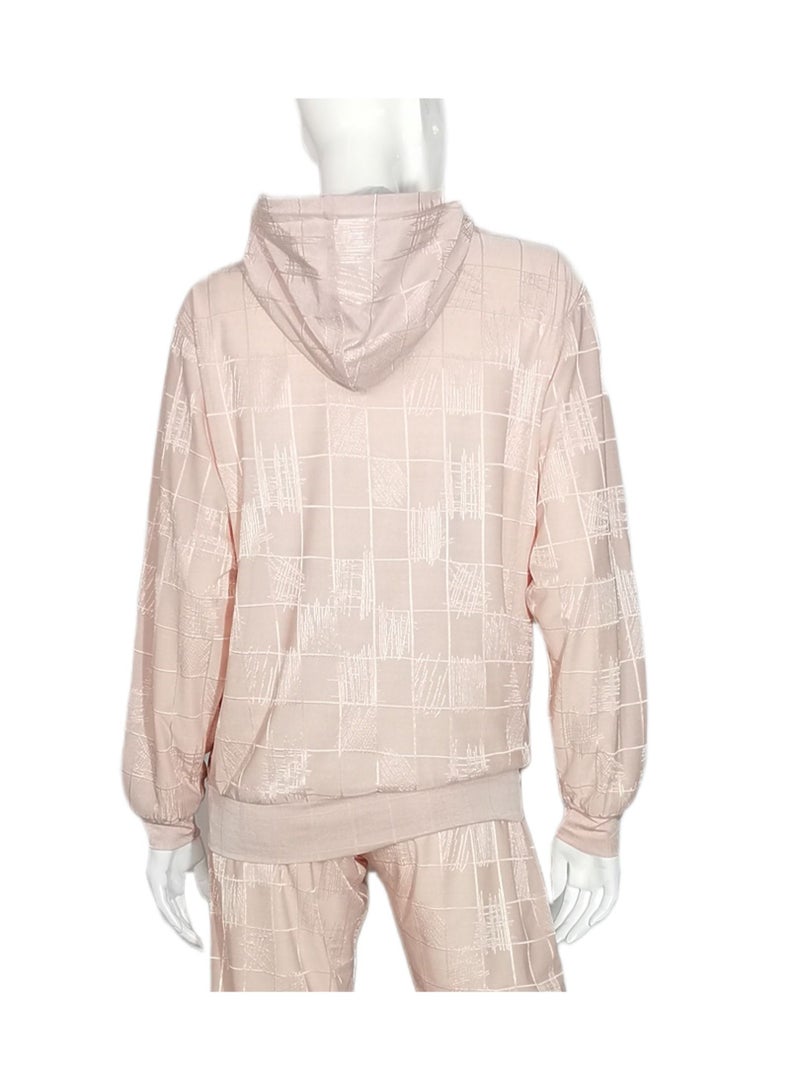 Sana'a Kayum Pink Jacquard Textured Hoodie And Track Set  - Image 4