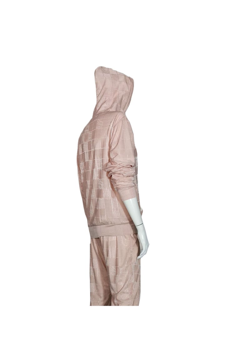 Sana'a Kayum Pink Jacquard Textured Hoodie And Track Set  - Image 3