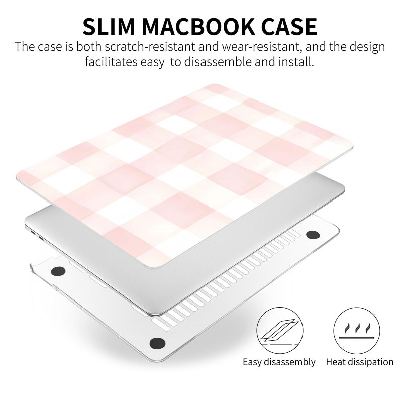 Seorsok Compatible with MacBook Air 13 Inch Case 2022 2021 2020-2018 Release A1932 A2179 M1 A2337,Cute Pink Retro Checkered Aesthetic Plastic Hard Case with Transparent Keyboard Cover,Pink Checkered - Image 4