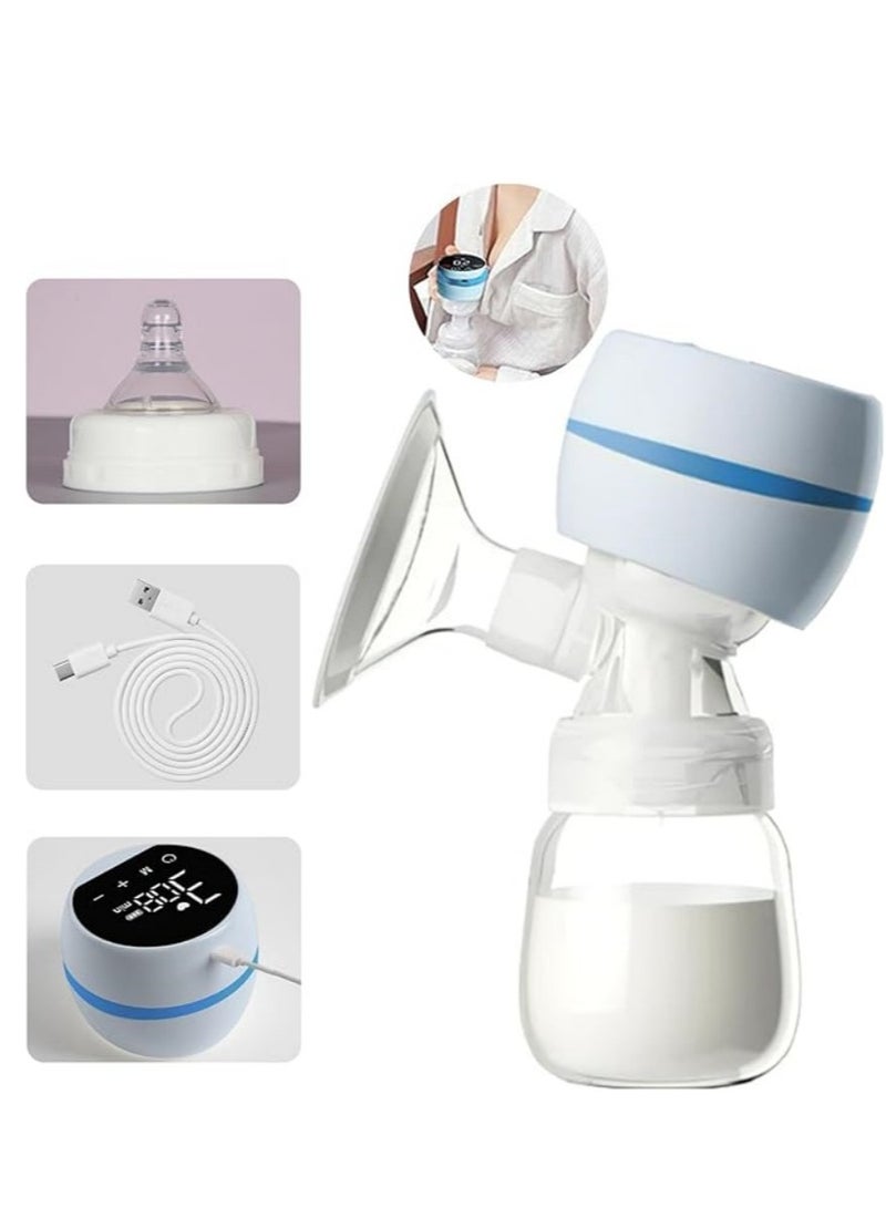 NIBEMINENT Electric Breast Pump, Portable Breastfeeding Pump (with 2 Modes 9 Levels) BPA Free, with 180ML Bottles and Nipp,Rechargeable Milk Extractor for Home and Travel（Blue）  - Image 1