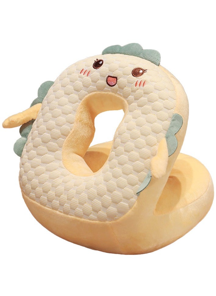 MileMelo - Animal Pillow Sleeping Pillow Nap Table Adult and Children Sleeping Pillow Plush Toy Throw Pillow Travel Nap Face Pillow - Suitable for Office, School Library and so on Yellow - Image 1