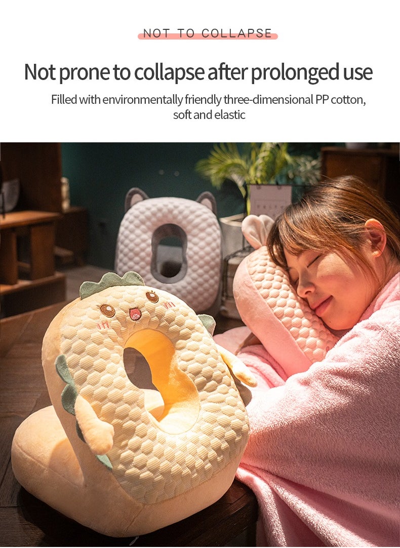 MileMelo - Animal Pillow Sleeping Pillow Nap Table Adult and Children Sleeping Pillow Plush Toy Throw Pillow Travel Nap Face Pillow - Suitable for Office, School Library and so on Yellow - Image 1