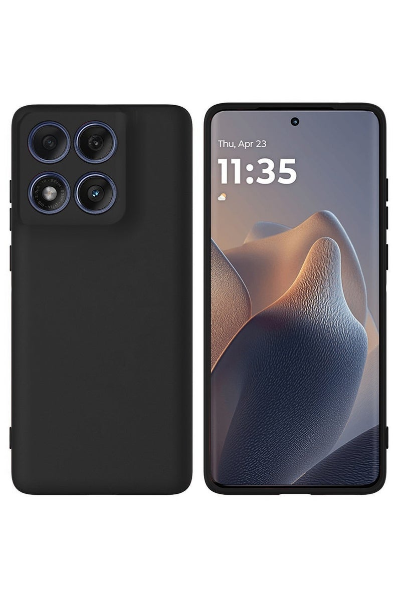 دبليو تيك غطاء حالة متوافق مع Motorola Edge 60 / Motorola Edge 60 Fusion 5G 2025 من السليكون السائل الفاخر، مع حلقة ماغسيف رفيعة (MCMPMN) - أسود