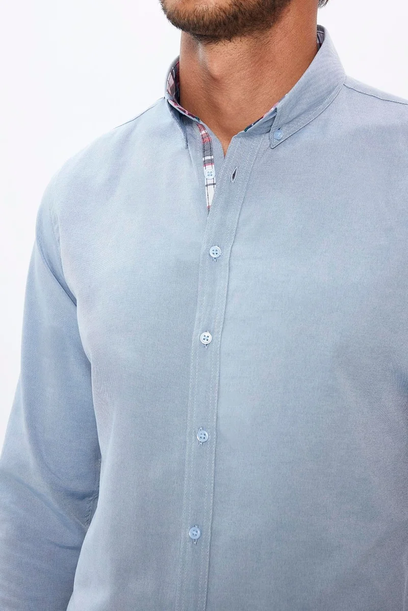 تودورس Slim Fit Slim Fit Long Sleeve Poplin Oxford Men's Shirt