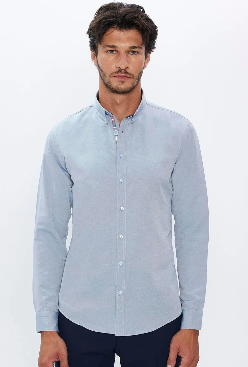 تودورس Slim Fit Slim Fit Long Sleeve Poplin Oxford Men's Shirt