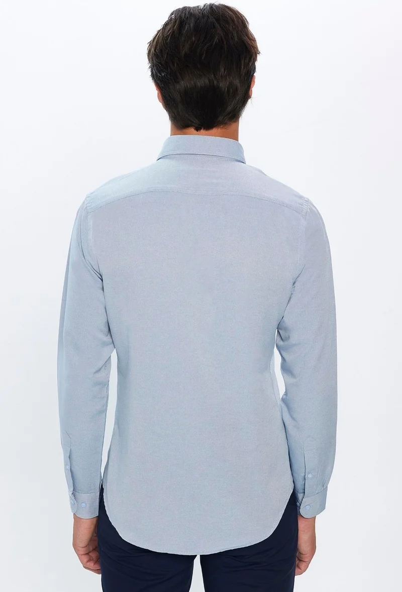 تودورس Slim Fit Slim Fit Long Sleeve Poplin Oxford Men's Shirt