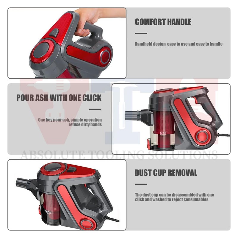 VTH WITH TAGLINE ABSOLUTE TOOLING SOLUTIONS مكنسة كهربائية محمولة VTH بقوة 2000 واط مع شفط 18 كيلو باسكال وسلك بطول 5 أمتار وفلتر قابل للغسل وسعة غبار 06 لتر وتصميم مريح مثالي لتنظيف المنزل والمكتب والسيارة - Image 3