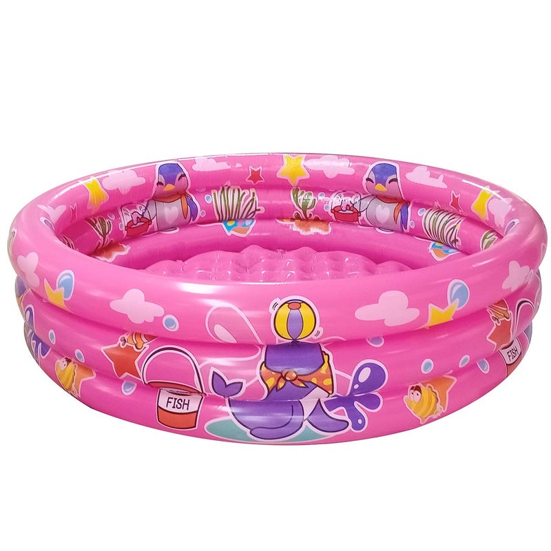 Big Summer 3 Rings Kiddie Pool 48X12 Kids Swimming Pool Inflatable Baby Ball Pit Pool Small Infant Pool Pink - Image 2