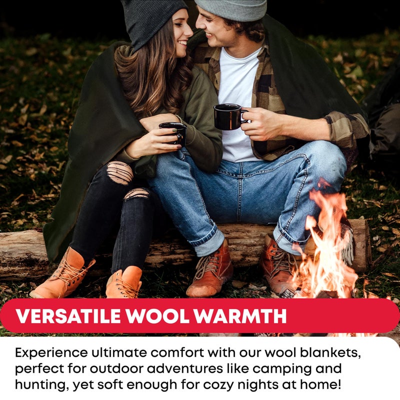 Ever Ready First Aid Military Wool Blanket - 80% Wool, Washable, Perfect for Outdoors, Camping, Picnic, Travel, Car & Bushcraft Emergency Blanket, 96" x 66", 5 lbs. - Olive Drab Green - Twin - Image 4