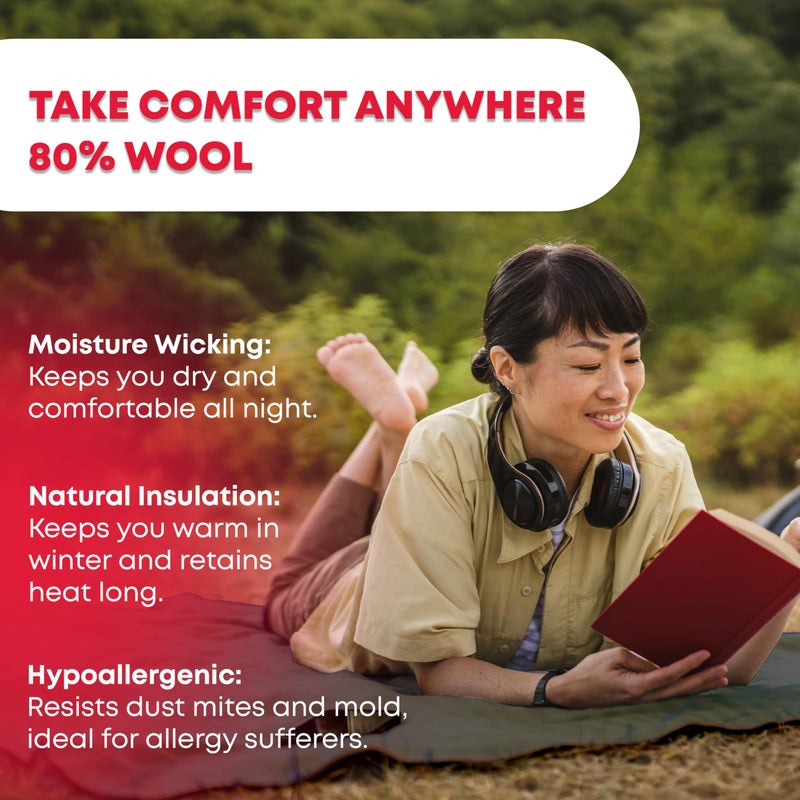 Ever Ready First Aid Military Wool Blanket - 80% Wool, Washable, Perfect for Outdoors, Camping, Picnic, Travel, Car & Bushcraft Emergency Blanket, 96" x 66", 5 lbs. - Olive Drab Green - Twin - Image 3