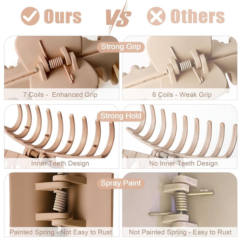 TOCESS 8 Pack Big Hair Claw Clips for Women Large Claw Clip for Thin Thick Curly Hair 90's Strong Hold 4.33 Inch Nonslip Matte Jumbo Hair Clips (8 Pcs) - Image 2