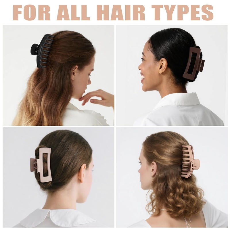 TOCESS 8 Pack Big Hair Claw Clips for Women Large Claw Clip for Thin Thick Curly Hair 90's Strong Hold 4.33 Inch Nonslip Matte Jumbo Hair Clips (8 Pcs) - Image 5