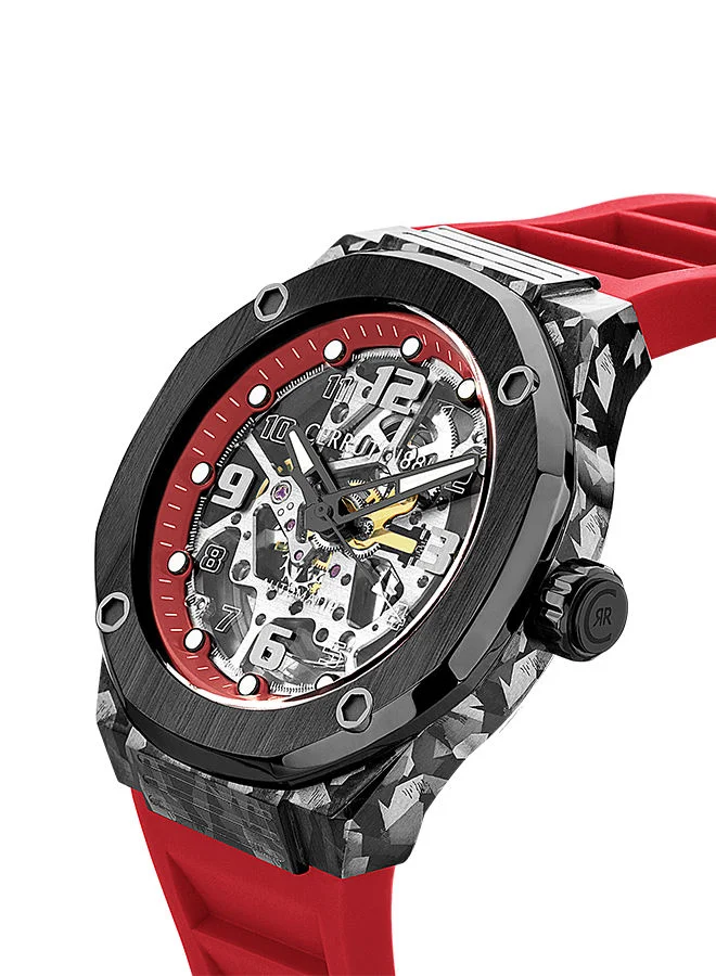CERRUTI 1881 Razzuolo 45mm Men's Automatic Watch with Red Silicone Strap