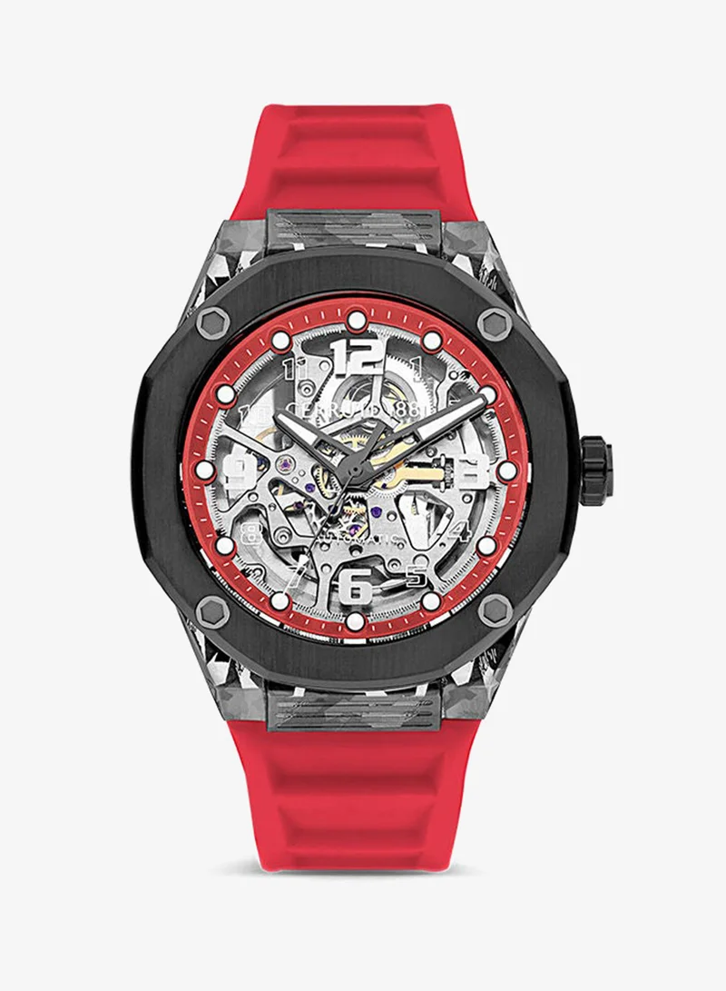 Razzuolo 45mm Men's Automatic Watch with Red Silicone Strap