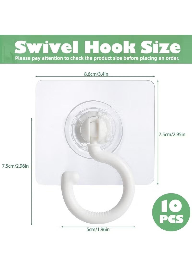 10 Pieces Adhesive Ceiling Hooks, Sticky Hooks，Outdoor Clear Adhesive Hooks (White) - Image 2