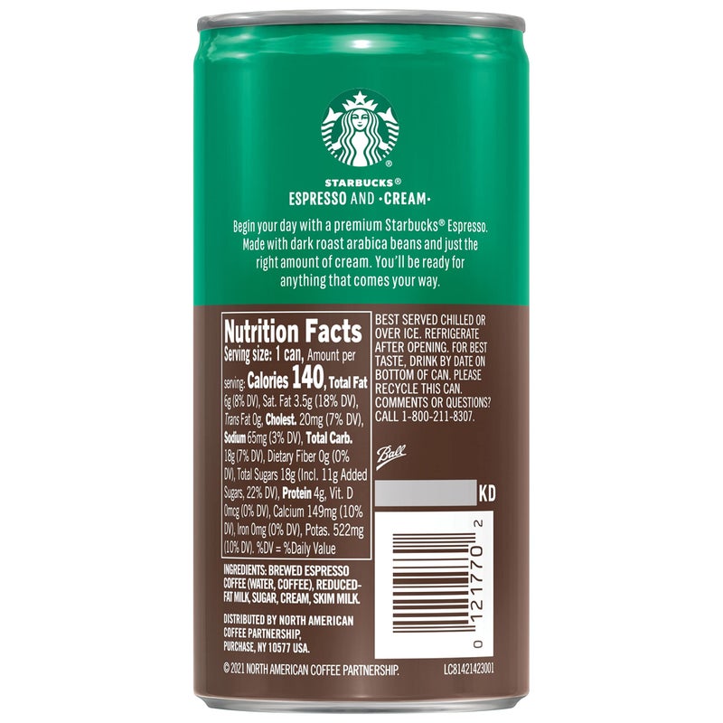 Starbucks - RTD Coffee Espresso And Cream, 6.5oz Cans (12 Pack) (Packaging May Vary) - Image 4
