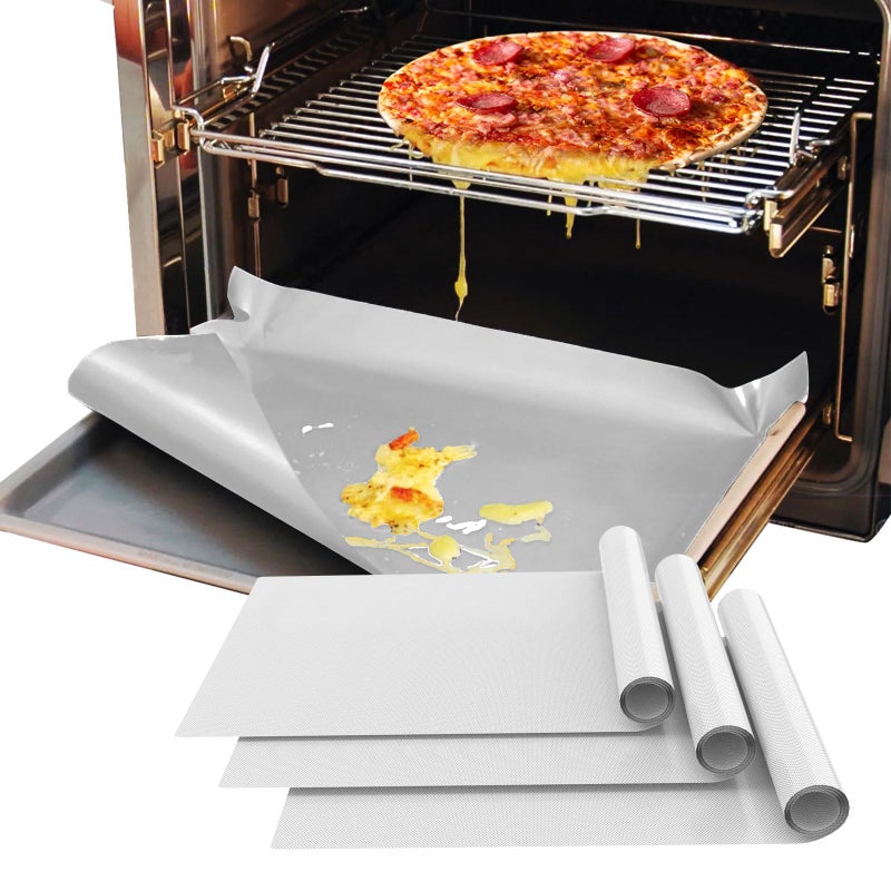 Demiwise 3 Pack Silver Oven Liners for Bottom of Oven 16x24 Inch Thick Heavy Duty Non Stick Teflon Oven Mats BPA and PFOA Free Reusable Oven Liners for Bottom of Electric Oven - Image 2