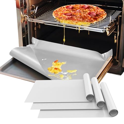 Demiwise 3 Pack Silver Oven Liners for Bottom of Oven 16x24 Inch Thick Heavy Duty Non Stick Teflon Oven Mats BPA and PFOA Free Reusable Oven Liners for Bottom of Electric Oven - Image 1