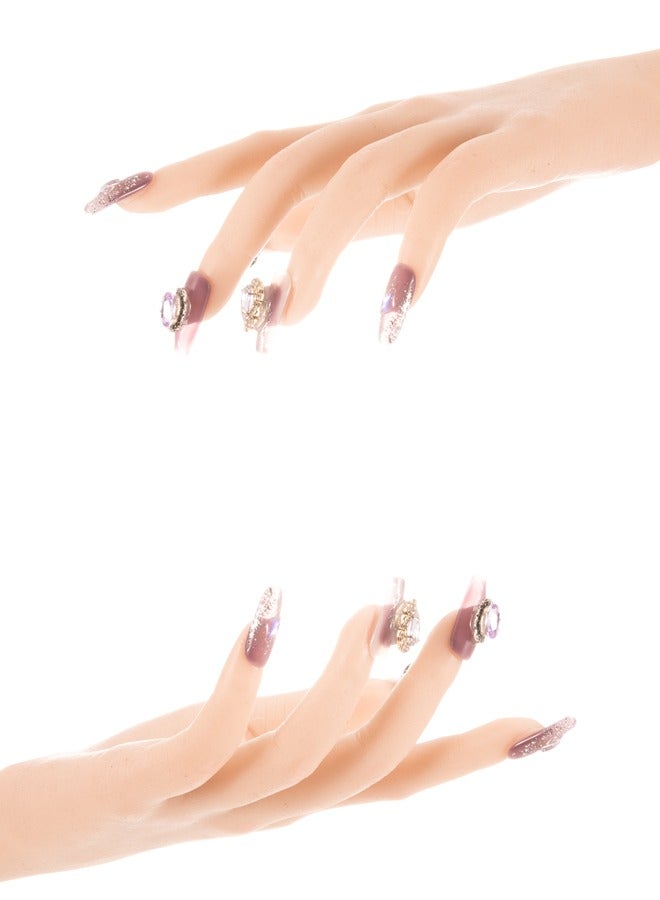 Nail Gifts Set for Women,10pcsNails Set Cosmetic Bag,Nails Luggage set ,USB UV Light Flash Cure Nails for Women,Protect Skin LED Nails Set,Nail Lamp,Handmade Fake Nails with Fantasy Heart - Image 3