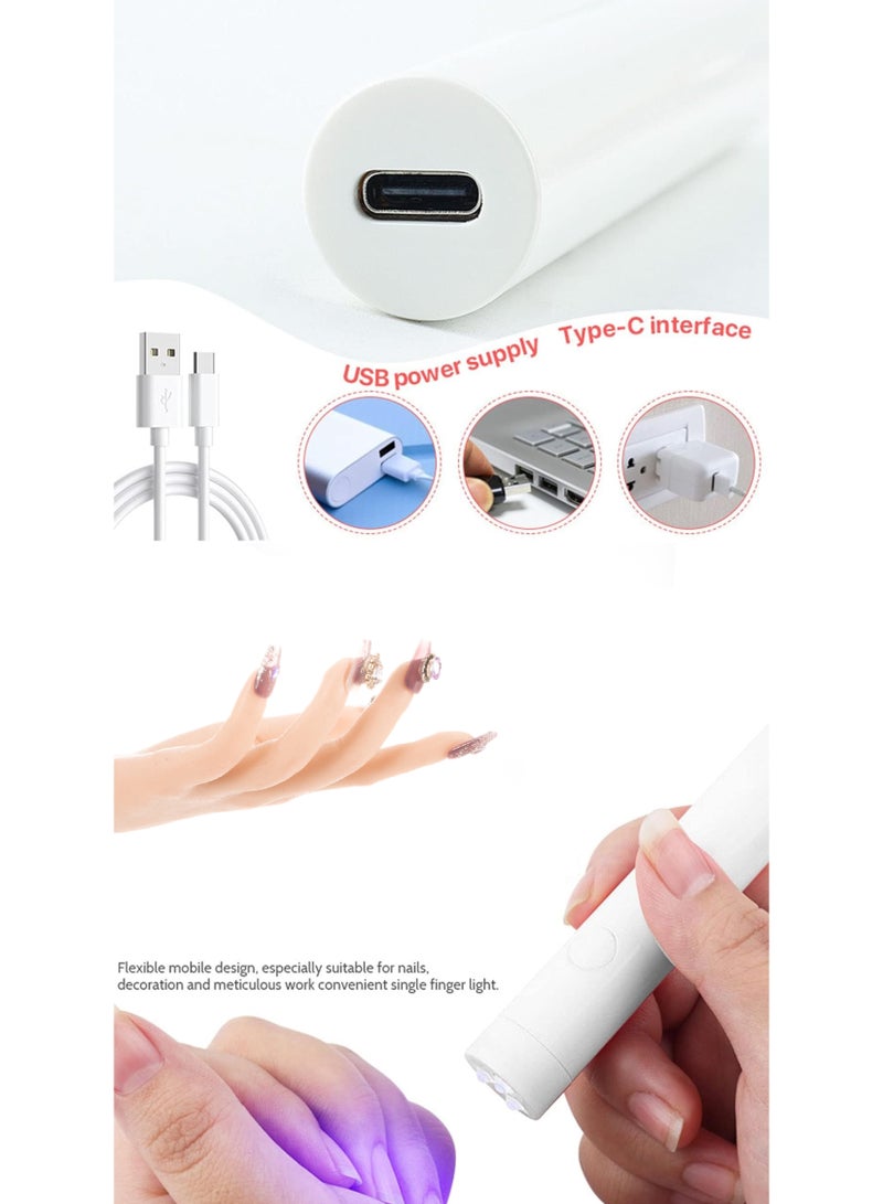 Nail Gifts Set for Women,10pcsNails Set Cosmetic Bag,Nails Luggage set ,USB UV Light Flash Cure Nails for Women,Protect Skin LED Nails Set,Nail Lamp,Handmade Fake Nails with Fantasy Heart - Image 2