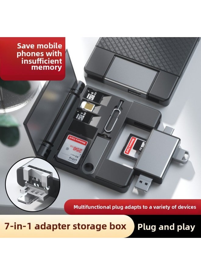 Generic - Multi-function OTG Card Reader SD TF Memory Card U Disk Storage Box For Apple Mobile Phone Type-c Expansion-Color:Silver Gray (chinese Packaging) - Image 1